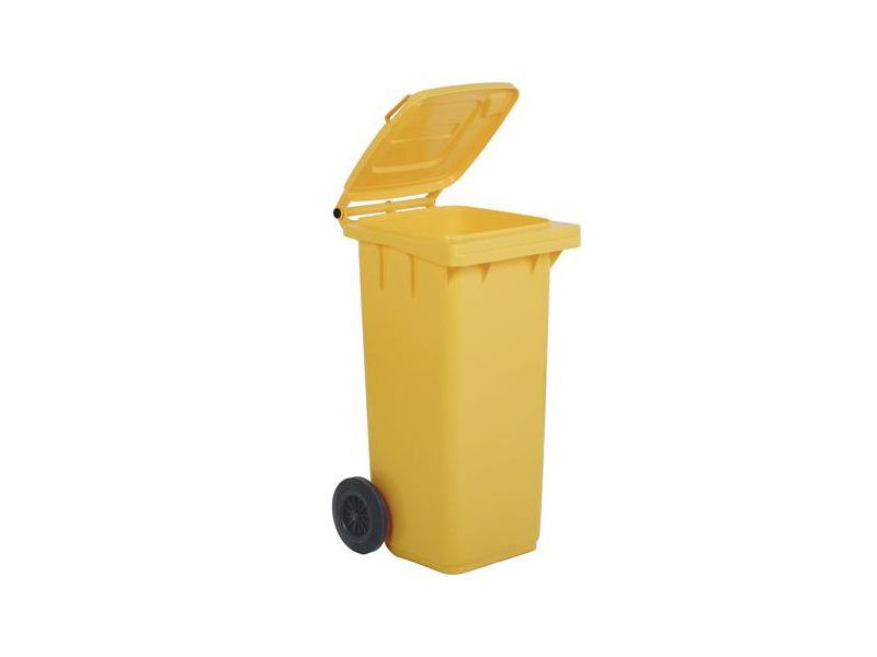 POUBELLE A 2 ROUES 120 L JAUNE