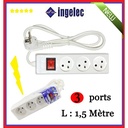 BLOC 3PRIS 2P+T A/INT LUM BL 1,5M 1713/1 INGELEC