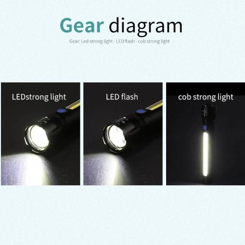 LAMPE DE POCHE RECHARGEABLE LED COB+LED