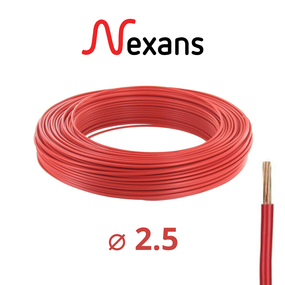 CABLE REGIDE U500V 2.5 ROUGE 100MT NEXANS