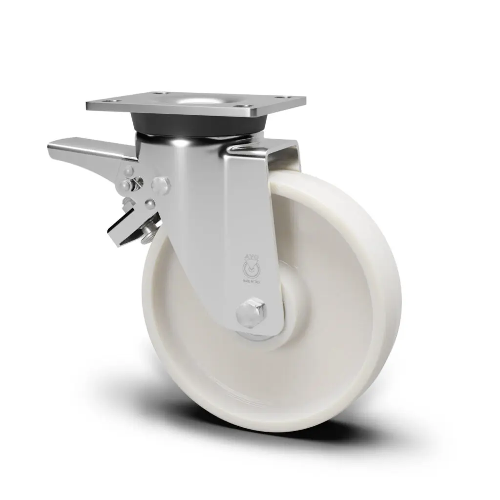 ROUE POLY FORT CHARG D100X30   AVEC FREIN 250KG AVO 