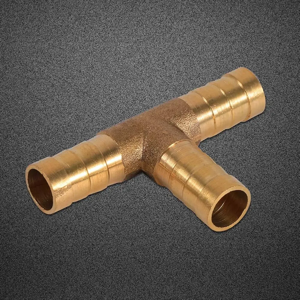 Raccord en T en laiton 3 voies pour tuyau d'air comprimé, huile et gaz (10 mm)