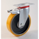 ROUE POLYURETHANE PIVOT AVEC FREIN 125
