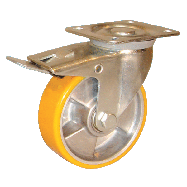 ROUE POLYURETHANE PIVOT AVEC FREIN 200