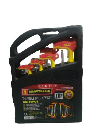 JEU DE CLÉS À BILLES À POIGNÉE EN T KM-16PCS KRAFT MULLER