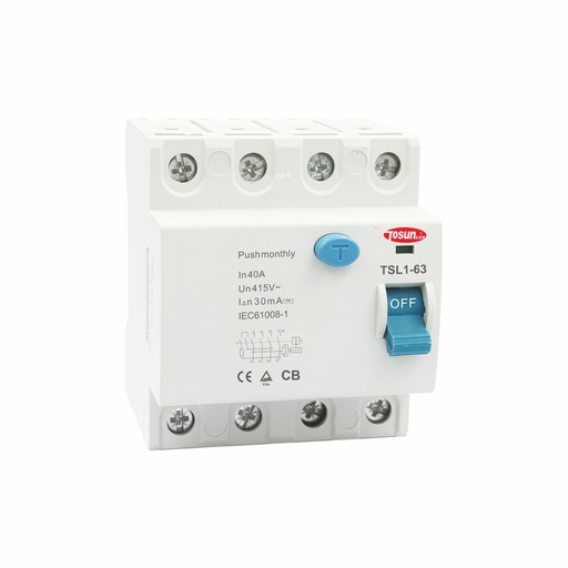 DISJONCTEUR INTERRUPTEUR DIFFERENTIEL TSL-3-63 4P 40A 300MA TOSUN