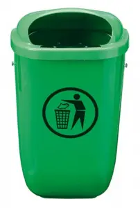 POUBELLE DE RÉVERBÈRE EN PLASTIQUE VERT 50L SANS POTEAU