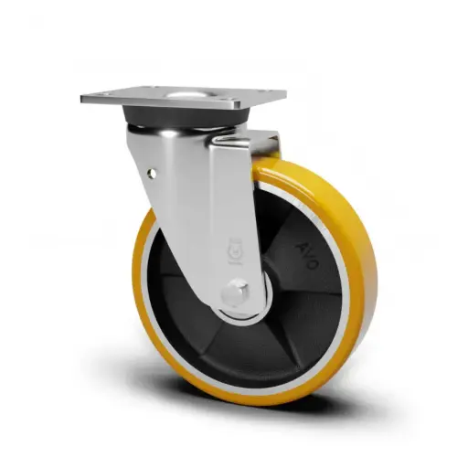 ROUE POLYURETHANE FORT/CHARGE PIVOT SANS FRIEN  D.150 AVO 