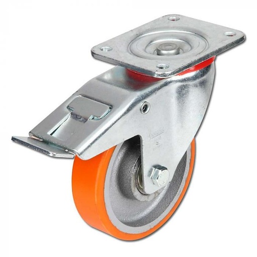 ROUE POLYURETHANE PIVOT AVEC FREIN 80