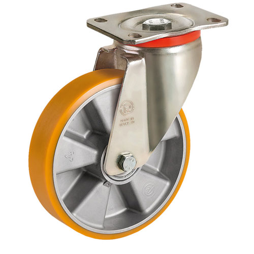 ROUE POLYURETHANE PIVOT SANS FREIN 125