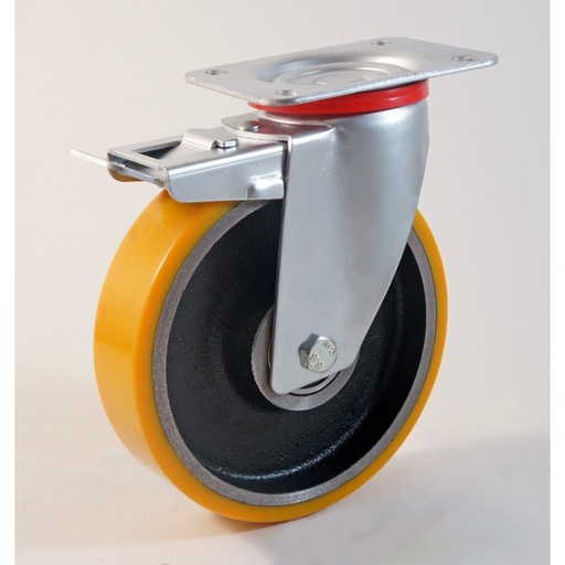 ROUE POLYURETHANE PIVOT AVEC FREIN 100